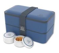 Umami Boîte Bento Original 1,2 l – Couverts et pots inclus, étanche, micro-ondable Bleu Denim