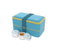 Umami Boîte Bento compartimentée – Couverts & 2 pots – Étanche, micro-ondable – Turquoise 1200 ml