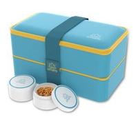 Umami Boîte Bento compartimentée – Couverts & 2 pots – Étanche, micro-ondable – Turquoise 1200 ml