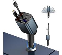 BENTOBEN Allume Cigare USB C,4 en 1 Rétractable Chargeur 69W pour Automobile, Câbles 80cm avec USB C et A,Charge Rapide Accessoire Voiture 12V pour iPhone/Galaxy/iPad Huawei Xiaomi AirPods Switch