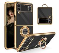 BENTOBEN Coque pour Samsung Galaxy Z Flip 3 5G,avec Support d’Anneau à 360 °Antichoc Kickstand Support Magnétique pour Voiture Housse Protection Etui Mignon TPU Souple Case for Z Flip 3 5G-Noir
