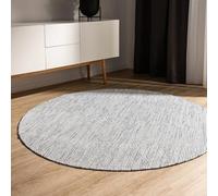 benuta Basic Tapis Coton Tissé à la Main Ron - Beige/Noir 120 cm Rond - 100% Naturel - Style: Uni, Minimaliste - Entretien Facile pour Salon Chambre