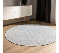 benuta Basic Tapis Coton Tissé à la Main Ron - Beige/Noir 160 cm Rond - 100% Naturel - Style: Laine, Uni, Minimaliste - Entretien Facile pour Salon, Chambre, Bureau, Couloir