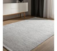benuta Basic Tapis Coton Tissé à la Main Ron - Beige/Noir 300x400 cm - 100% Naturel - Style: Laine, Uni, Minimaliste - Entretien Facile pour Salon, Chambre, Bureau, Couloir