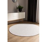 benuta Basic Tapis Coton Tissé à la Main Ron - Blanc 160 cm Rond - 100% Naturel - Style: Uni, Minimaliste - Entretien Facile pour Salon Chambre