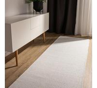 benuta Basic Tapis Coton Tissé à la Main Ron - Blanc 80x250 cm - 100% Naturel - Style: Uni, Minimaliste - Entretien Facile pour Salon Chambre