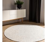 benuta Basic Tapis Coton Tissé à la Main Ron - Crème 200 cm Rond - 100% Naturel - Style: Uni, Minimaliste - Entretien Facile pour Salon Chambre