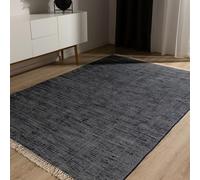 benuta Basic Tapis Coton Tom - Bleu foncé 160x230 cm - Tissé à Main - 100% recyclé - Compatible avec Chauffage au Sol - pour Salon, Chambre, Couloir, Salle à Manger