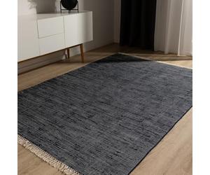 benuta Basic Tapis Coton Tom - Bleu foncé 160x230 cm - Tissé à Main - 100% recyclé - Compatible avec Chauffage au Sol - pour Salon, Chambre, Couloir, Salle à Manger