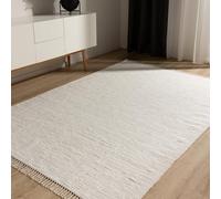 benuta Basic Tapis Coton Tom - Crème 80x150 cm - Tissé à Main - 100% recyclé - Compatible avec Chauffage au Sol - pour Salon, Chambre, Couloir, Salle à Manger