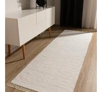 benuta Basic Tapis Coton Tom - Crème 80x250 cm - Tissé à Main - 100% recy ompatible avec Chauffage au Sol - pour Salon, Chambre, Couloir, Salle à Manger
