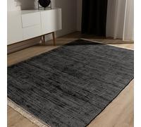 benuta Basic Tapis Coton Tom - Noir 60x100 cm - Tissé à Main - 100% recyclé - Compatible avec Chauffage au Sol - pour Salon, Chambre, Couloir, Salle à Manger