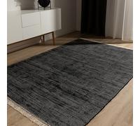 benuta Basic Tapis Coton Tom - Noir 80x150 cm - Tissé à Main - 100% recyclé - Compatible avec Chauffage au Sol - pour Salon, Chambre, Couloir, Salle à Manger