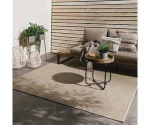 benuta Basic Tapis Extérieur & Intérieur Iowa - Taupe 300x300 cm - Look Jute Boho - Résistant UV - pour Balcon, terrasse, Jardin, Cuisine, Salon - Durable, Robuste - Convient espaces intérieurs