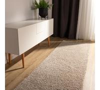 benuta Basic Tapis Poil Long Sohari - Beige 80x300 cm - Lavable - Minimaliste - Doux - pour Chambre, Couloir, Salle à Manger - Compatible avec Chauffage au Sol