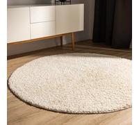 benuta Basic Tapis Poil Long Sohari - Crème 120 cm Rond - Lavable - Minimaliste - Doux - pour Chambre, Couloir, Salle à Manger - Compatible avec Chauffage au Sol