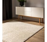 benuta Basic Tapis Poil Long Sohari - Crème 200x200 cm - Lavable - Minimaliste - Doux - pour Chambre, Couloir, Salle à Manger - Compatible avec Chauffage au Sol