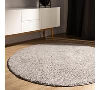 benuta Basic Tapis Poil Long Sohari - Gris Clair 120 cm Rond - Lavable - Minimaliste - Doux - pour Chambre, Couloir, Salle à Manger - Compatible avec Chauffage au Sol