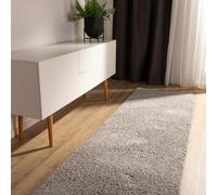 benuta Basic Tapis Poil Long Sohari - Gris Clair 70x200 cm - Lavable - Minimaliste - Doux - pour Chambre, Couloir, Salle à Manger - Compatible avec Chauffage au Sol
