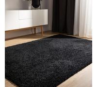 benuta Basic Tapis Poil Long Sohari - Noir 80x150 cm - Lavable - Minimaliste - Doux - pour Chambre, Couloir, Salle à Manger - Compatible avec Chauffage au Sol