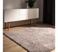 benuta Basic Tapis Poil Long Sohari - Taupe 160x160 cm - Lavable - Minimaliste - Doux - pour Chambre, Couloir, Salle à Manger - Compatible avec Chauffage au Sol