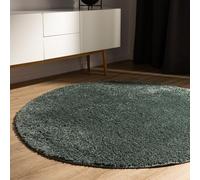 benuta Basic Tapis Poil Long Sohari - Vert Clair 80 cm Rond - Lavable - Minimaliste - Doux - pour Chambre, Couloir, Salle à Manger - Compatible avec Chauffage au Sol