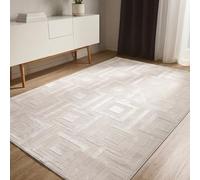 benuta Basic Tapis Salon Claire - Crème 140x200 cm - Minimaliste géométrique rétro - Facile Entretien - Compatible Chauffage - pour Chambre, Bureau, Couloir, Bebe