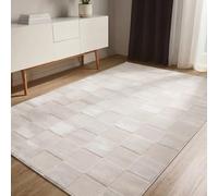 benuta Basic Tapis Salon Claire - Crème 200x300 cm - Minimaliste géométrique rétro - Facile Entretien - Compatible Chauffage - pour Chambre, Bureau, Couloir, Bebe