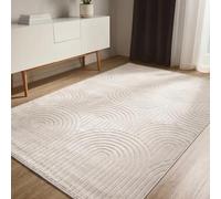 benuta Basic Tapis Salon Claire - Crème 280x380 cm - Minimaliste géométrique rétro - Facile Entretien - Compatible Chauffage - pour Chambre, Bureau, Couloir, Bebe