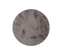 benuta Basic Tapis Salon Fausse Fourrure Furry - Gris Rond 120 cm - pour Chambre, Bureau, Couloir, Bebe - Doux - Antidérapant - Lavable - Chauffage Sol