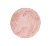 benuta Basic Tapis Salon Fausse Fourrure Furry - Rose Rond 120 cm - pour Chambre, Bureau, Couloir, Bebe - Doux - Antidérapant - Lavable - Chauffage Sol