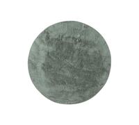 benuta Basic Tapis Salon Fausse Fourrure Furry - Vert Rond 200 cm - pour Chambre, Bureau, Couloir, Bebe - Doux - Antidérapant - Lavable - Chauffage Sol