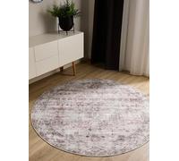 benuta Basic Tapis Salon George - Crème/Taupe 160 cm Rond - Rond Lavable - Vintage, Élégant, Rétro pour Chambre, Couloir, Salle à Manger