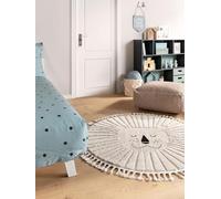 benuta lytte Tapis pour enfant Momo - Fibre synthétique - Rond et style : motifs d'animaux - Facile d'entretien pour chambre d'enfant, crème, Ø 120 cm rond