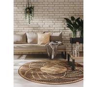 benuta Nest Artis Tapis d'intérieur et d'extérieur, Rond, doré, 160 cm, résistant, pour Balcon, terrasse, Jardin, Cuisine, Salon, botanique, Floral, Shabby Chic, Vintage, Abstrait