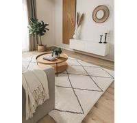 Benuta Nest Benno Tapis à Poils Longs - Crème 160 x 230 cm - Fibre synthétique - Rectangulaire et Style : berbère, Traditionnel, Hygge et Cozy, Minimaliste, Scandi - Facile d'entretien pour Le Salon