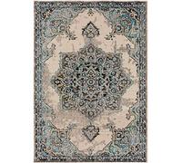 benuta Nest Tapis CASA - Fibre synthétique - Rectangulaire et Style : Vintage, Style Oriental, Shabby Chic - Facile d'entretien pour Salon, Chambre à Coucher, Beige/Turquoise, 80 x 150 cm