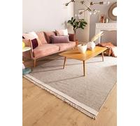 benuta pop Karla Tapis en laine - Coton - Rectangulaire & Style : uni, Hygge & Cozy, Minimaliste - Facile d'entretien pour le salon et la chambre à coucher, gris, 120 x 170 cm