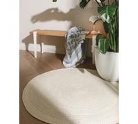 benuta Tapis en jute pure Jutta - Ivoire rond - 115 cm - Tapis de salon tissé à la main - Design bohème naturel - Convient pour chauffage au sol