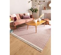 benuta Tapis en laine pop Karla - Rose 160 x 230 cm - Coton - Laine - Rectangulaire & Style : uni, Hygge & Cozy, Minimaliste - Facile d'entretien pour le salon et la chambre à coucher