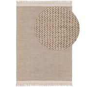 benuta Tapis en laine pure Kim - Beige 200 x 300 cm - Coton, Laine - Rectangulaire & Style : Ikat, Hygge & Cozy, Minimaliste - Facile d'entretien pour le salon et la chambre à coucher