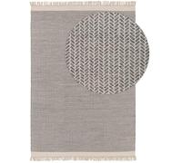 benuta Tapis en laine pure Kim - Gris 200 x 300 cm - Coton, Laine - Rectangulaire & Style : Ikat, Hygge & Cozy, Minimaliste - Facile d'entretien pour le salon et la chambre à coucher