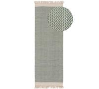 benuta Tapis en laine pure Kim - Menthe 70 x 200 cm - Coton, Laine - Chemin de couloir et de style : Ikat, Hygge & Cozy, Minimaliste - Facile d'entretien pour le salon, la chambre à coucher, le