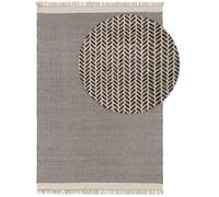 benuta Tapis en laine pure Kim - Noir/Blanc 160 x 230 cm - Coton, Laine - Rectangulaire & Style : Ikat, Hygge & Cozy, Minimaliste - Facile d'entretien pour salon chambre à coucher