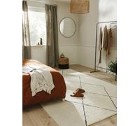 Benuta Tapis en Pure Laine berbère - 100% Laine nouée à la Main - Rectangulaire et Style : Berbère, géométrique, Traditionnel, Hygge et Cozy, Minimaliste, Naturel - Facile d'entretien pour | Crème |