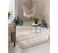 benuta Tapis Pop OYO - Crème 200x290 cm - Tapis élégant style bohème pour chambre et salon - Tissé à la machine - Convient au chauffage par le sol