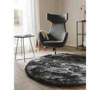 benuta Tapis Shaggy à Poils Longs Whisper Anthracite Ø 80 Cm Rond - Tapis Descente de Lit