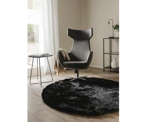 benuta Tapis Shaggy à Poils Longs Whisper Noir Ø 80 Cm Rond - Tapis Descente de Lit