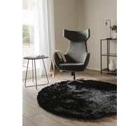 benuta Tapis Shaggy à Poils Longs Whisper Noir Ø 80 Cm Rond - Tapis Descente de Lit