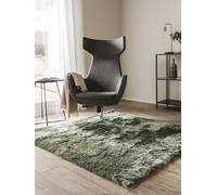 benuta Whisper Tapis à Poils Longs, Vert 150x150cm - Douillet, Doux, pour Chambre à Coucher et Salon, Facile d'entretien, Compatible avec Chauffage au Sol